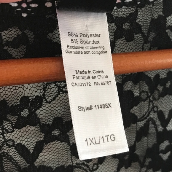 Charmour Women’s Tank top Grungy Lace Crochet Black Size 1X - Picture 5 of 6